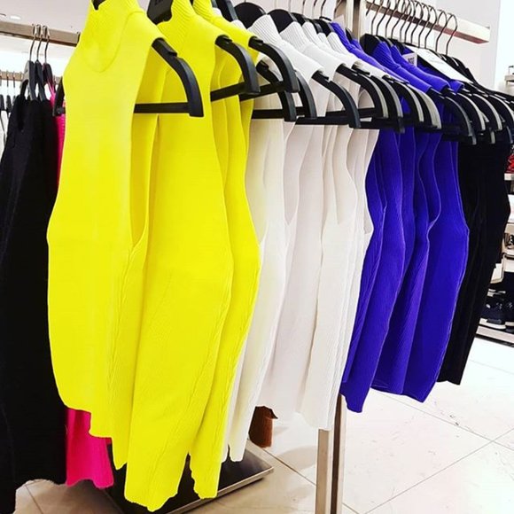 ZARA BANDAGE RIBBED KNIT NEON HIGHLIGHTER YELLOW HALTER HIGH NECK SLEEVELESS TOP - Picture 3 of 7